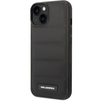 Deksel for Apple iPhone 14 Plus, Karl Lagerfeld, Quilted Puffy Metal Logo, Svart
