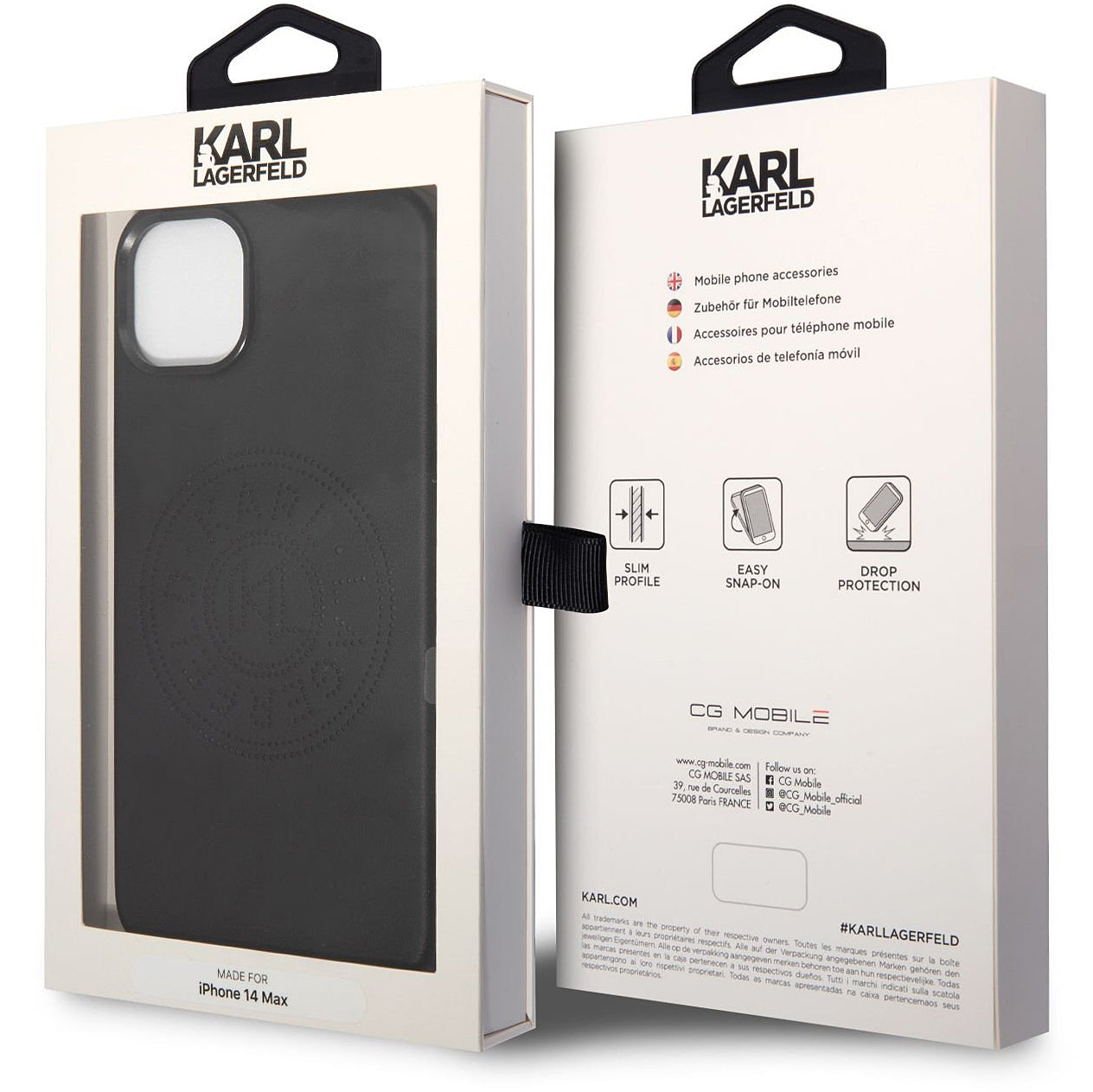 Deksel for Apple iPhone 14 Plus, Karl Lagerfeld, Perforated Logo, Svart