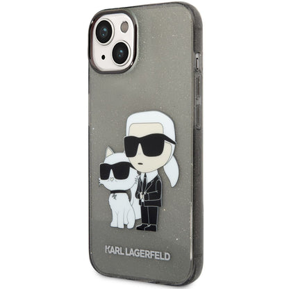 Deksel for Apple iPhone 14 Plus, Karl Lagerfeld, IML Glitter Karl and Choupette NFT, Svart