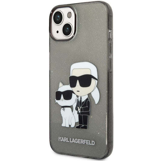Deksel for Apple iPhone 14 Plus, Karl Lagerfeld, IML Glitter Karl and Choupette NFT, Svart