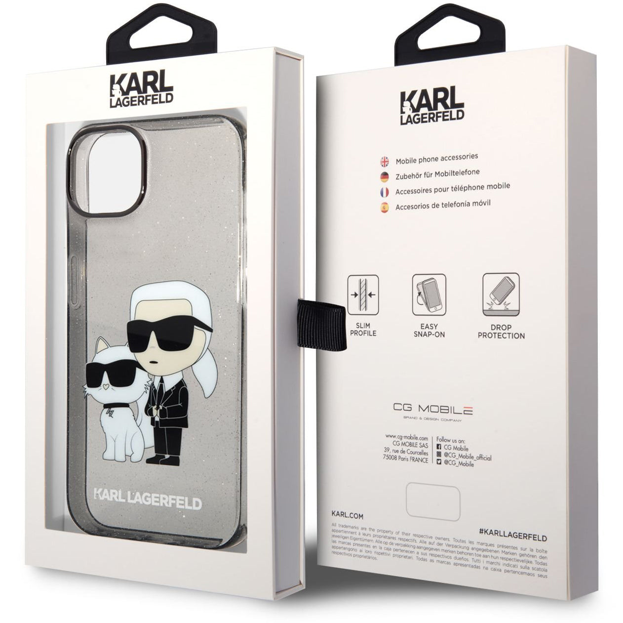 Deksel for Apple iPhone 14 Plus, Karl Lagerfeld, IML Glitter Karl and Choupette NFT, Svart
