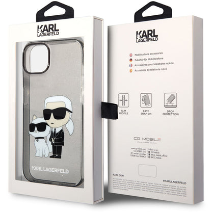 Deksel for Apple iPhone 14 Plus, Karl Lagerfeld, IML Glitter Karl and Choupette NFT, Svart