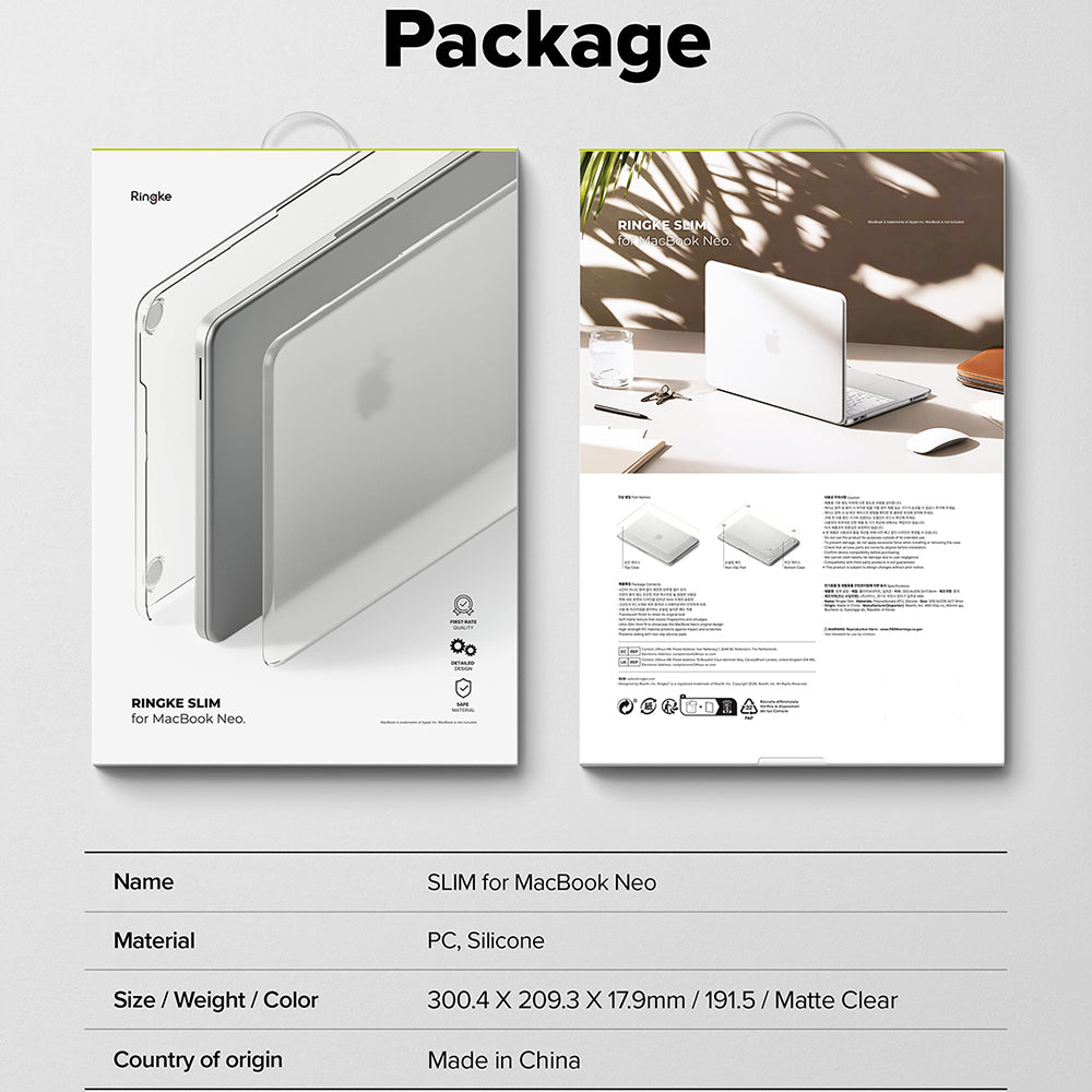 Ringke Slim-deksel til Apple MacBook Neo 13 tommer, matt transparent