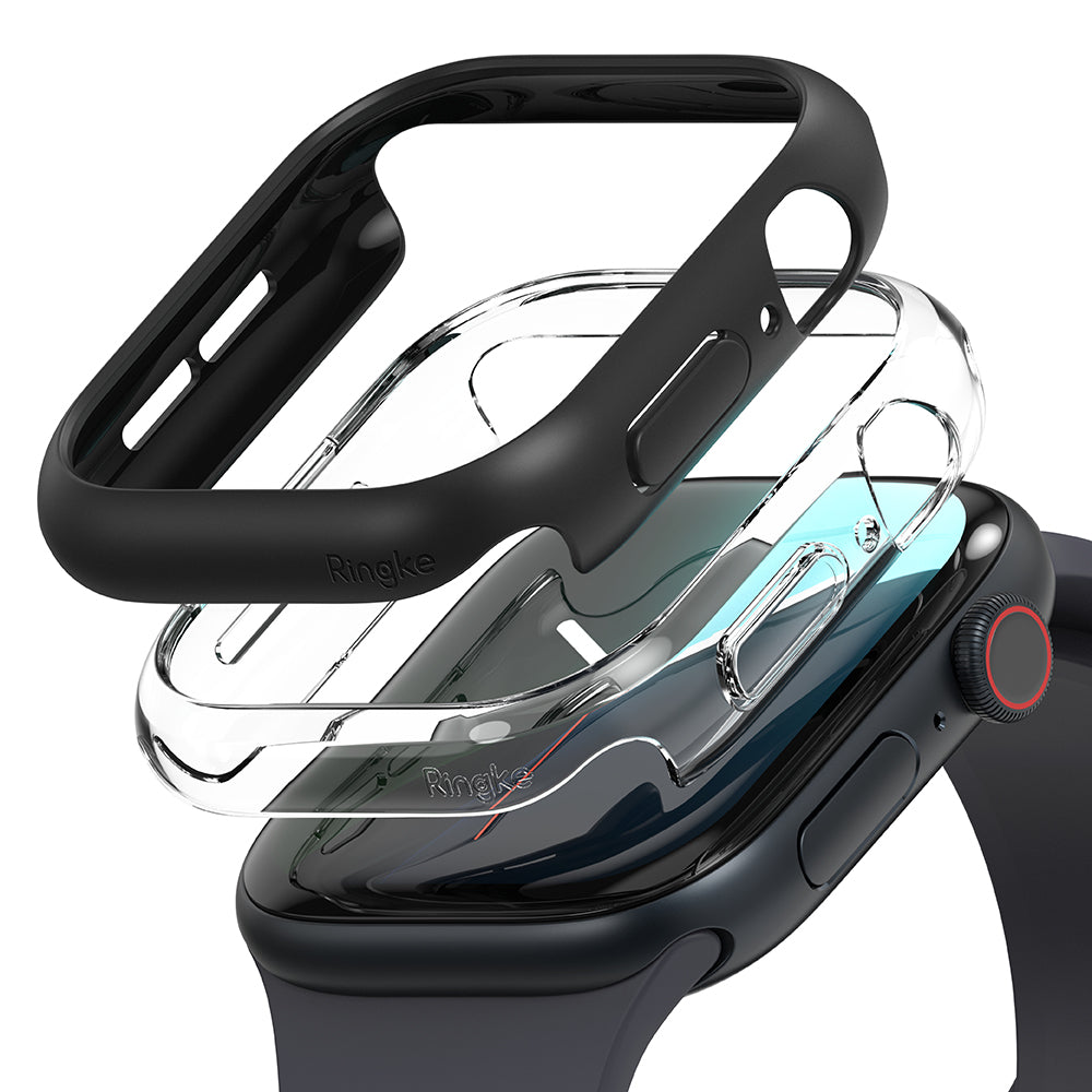 Ringke Slim deksel for Apple Watch Series 10 / 11 46mm, Sett med 2 stk, Matt svart / Transparent