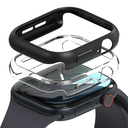 Ringke Slim deksel for Apple Watch Series 10 / 11 46mm, Sett med 2 stk, Matt svart / Transparent