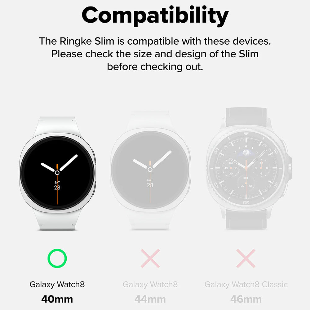 Ringke Slim deksel for Samsung Galaxy Watch8 40mm, sett med 2 stk, matt svart