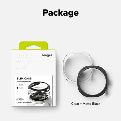 Ringke Slim deksel for Samsung Galaxy Watch8 44mm, sett med 2 stk, matt svart