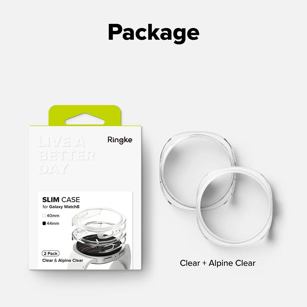 Ringke Slim deksel for Samsung Galaxy Watch8 44mm, sett med 2, gjennomsiktig