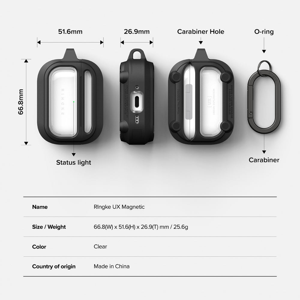 Ringke UX-etui for Apple AirPods Pro 3, Transparent