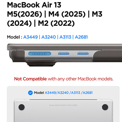 Spigen Airskin-etui for Apple MacBook Air 13 tommer (2026) / (2025) / (2024) / (2022), Satinert svart ACS11531