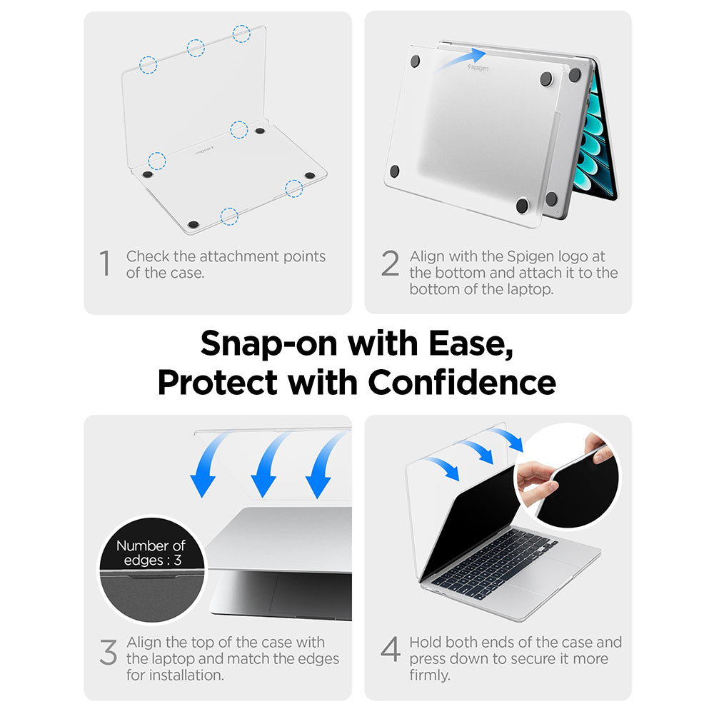 Spigen Airskin deksel for Apple MacBook Air 13 tommer (2026) / (2025) / (2024) / (2022), Satinert Transparent ACS11530