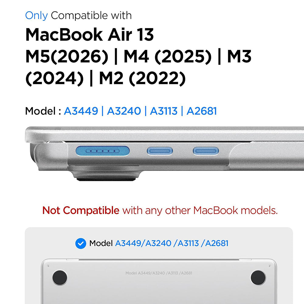 Spigen Airskin deksel for Apple MacBook Air 13 tommer (2026) / (2025) / (2024) / (2022), Satinert Transparent ACS11530