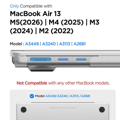 Spigen Airskin deksel for Apple MacBook Air 13 tommer (2026) / (2025) / (2024) / (2022), Satinert Transparent ACS11530
