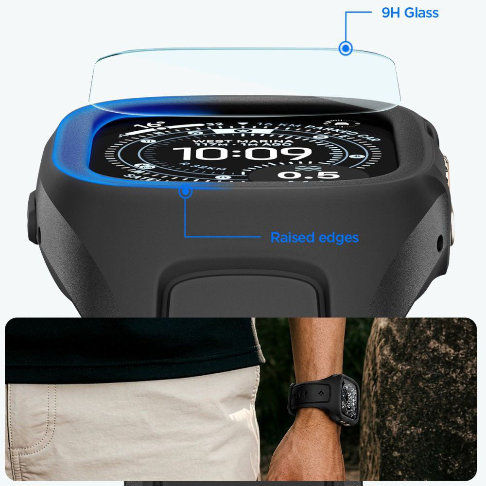 Spigen Liquid Air Pro deksel med skjermbeskytter for Apple Watch Ultra Series, matt svart ACS11416