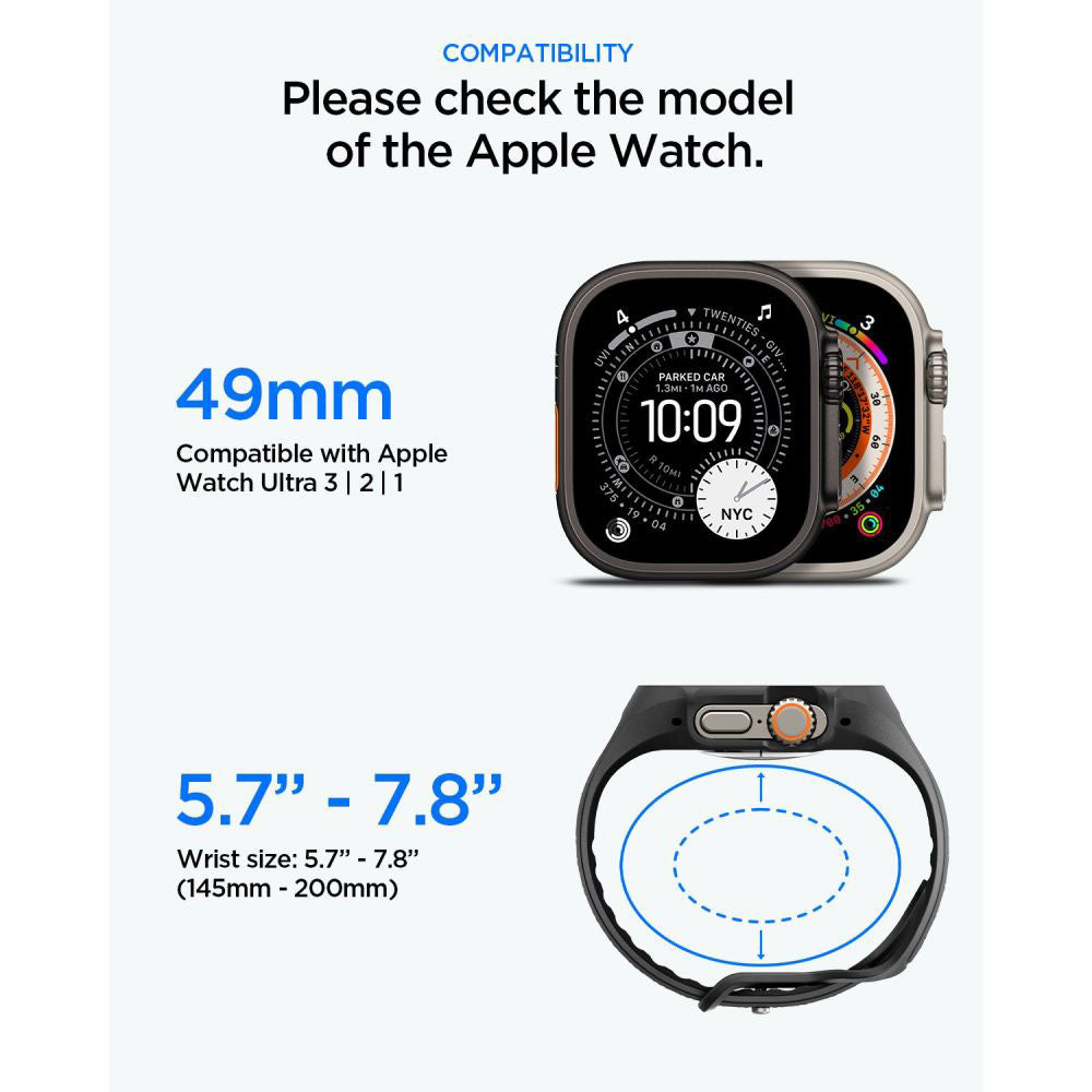 Spigen Liquid Air Pro deksel med skjermbeskytter for Apple Watch Ultra Series, matt svart ACS11416