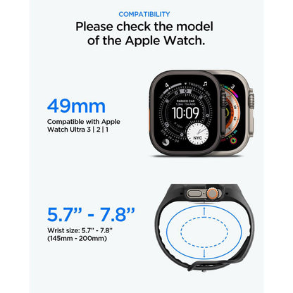 Spigen Liquid Air Pro deksel med skjermbeskytter for Apple Watch Ultra Series, matt svart ACS11416