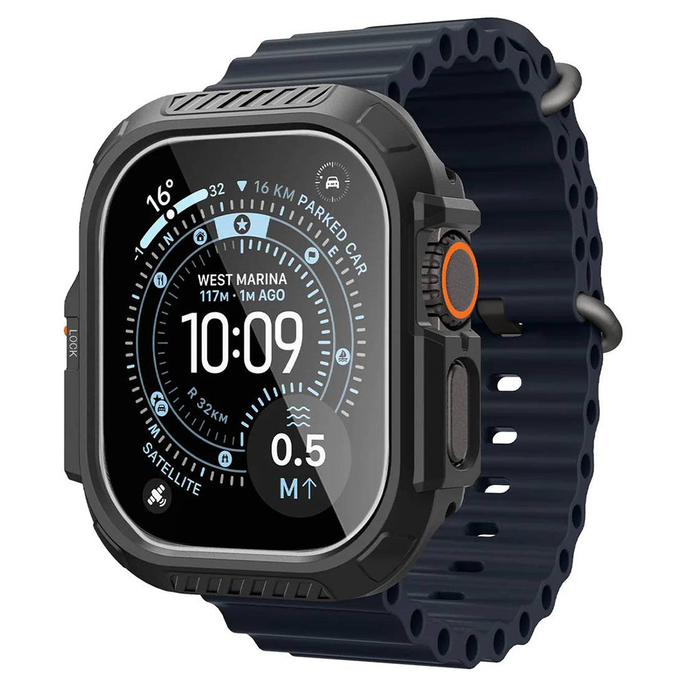 Spigen Lock Fit-deksel med skjermbeskytter for Apple Watch Ultra-serien, svart ACS12054