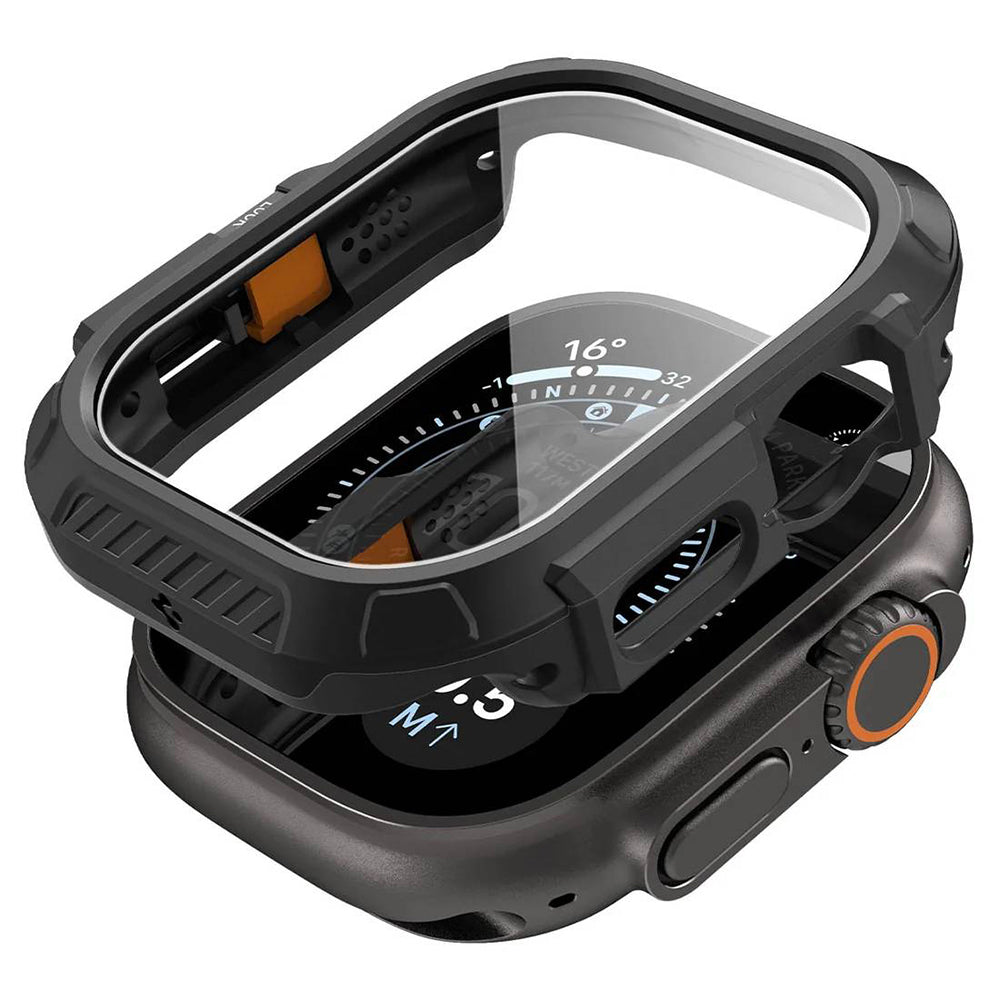 Spigen Lock Fit-deksel med skjermbeskytter for Apple Watch Ultra-serien, svart ACS12054