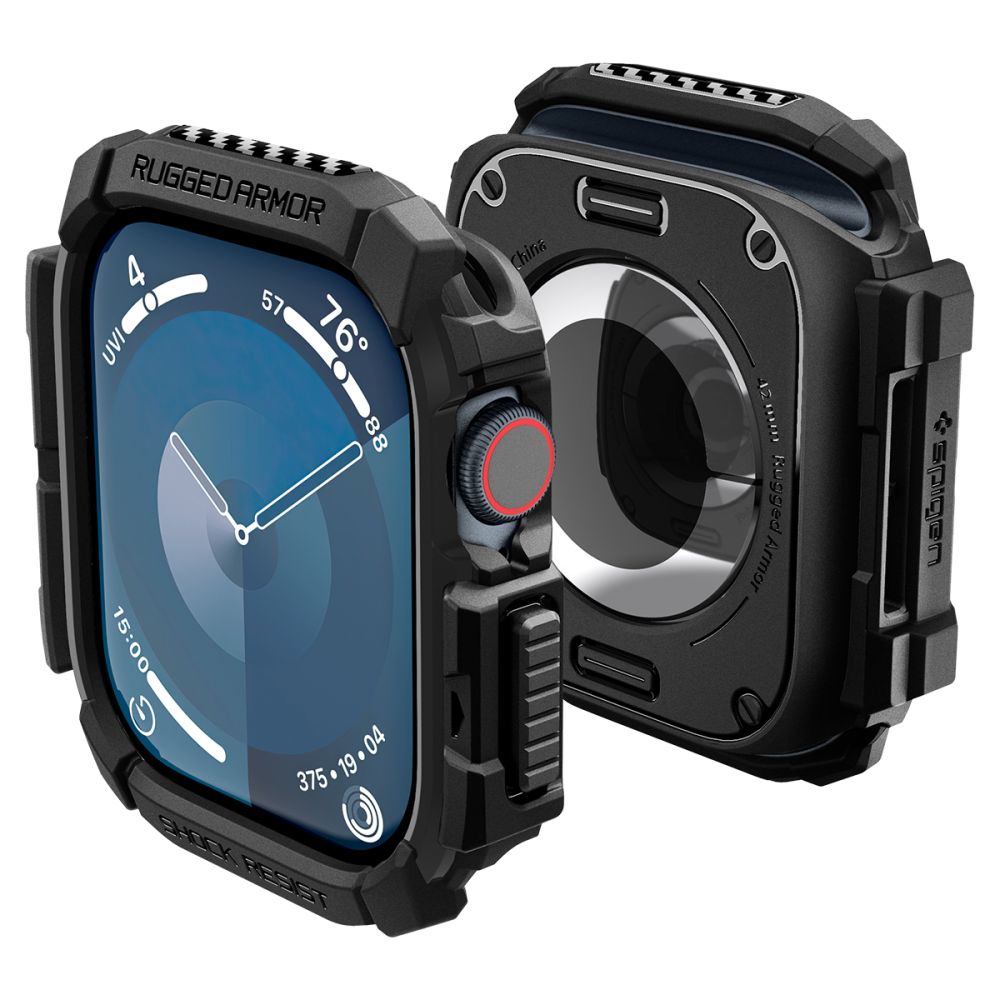 Spigen Rugged Armor deksel for Apple Watch Series 10 / 11 42mm, Svart ACS08585