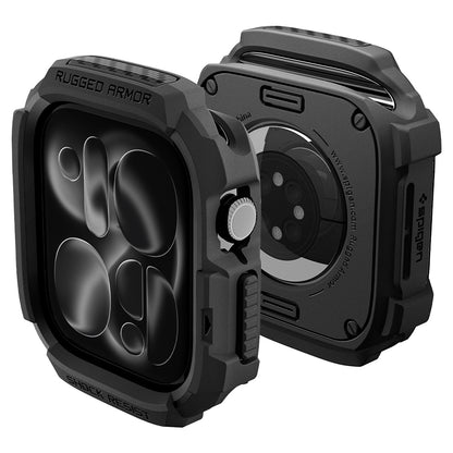 Spigen Rugged Armor deksel for Apple Watch Series 12 46mm, Matt svart ACS11886