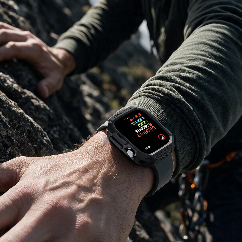 Spigen Rugged Armor deksel for Apple Watch Series 12 46mm, Matt svart ACS11886