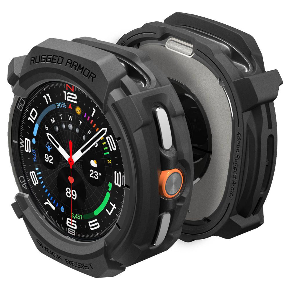 Spigen Rugged Armor deksel for Samsung Galaxy Watch8 Classic, Matt Svart ACS10012