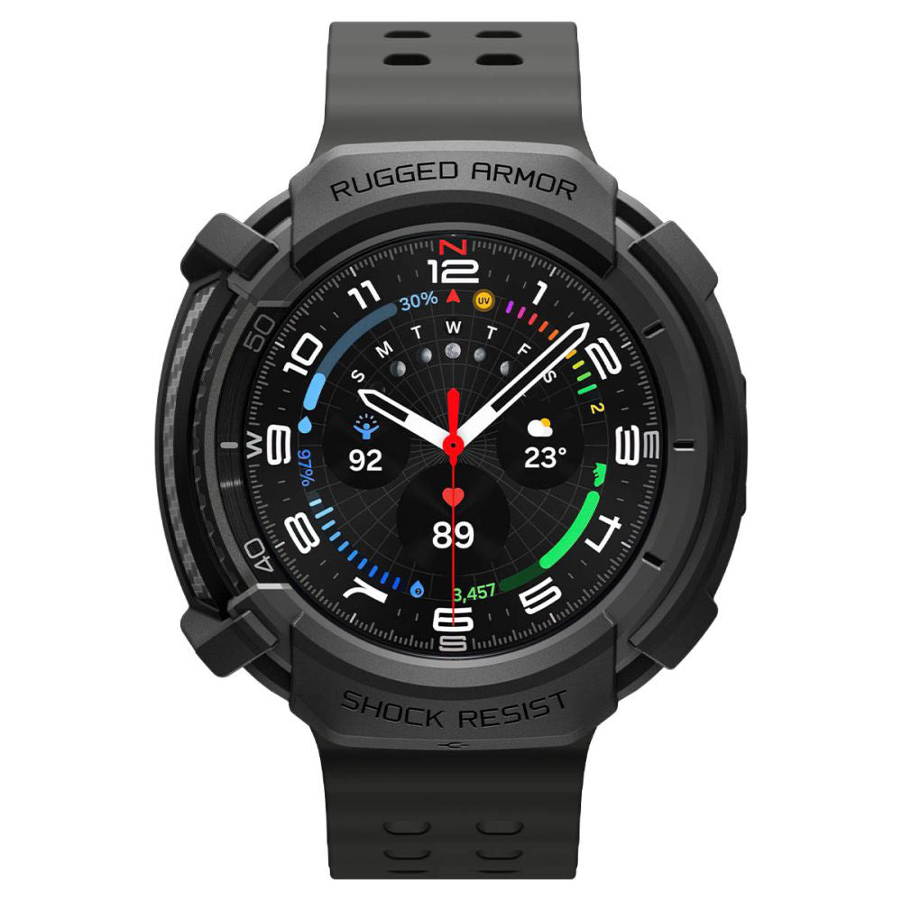 Spigen Rugged Armor deksel for Samsung Galaxy Watch8 Classic, Matt Svart ACS10012