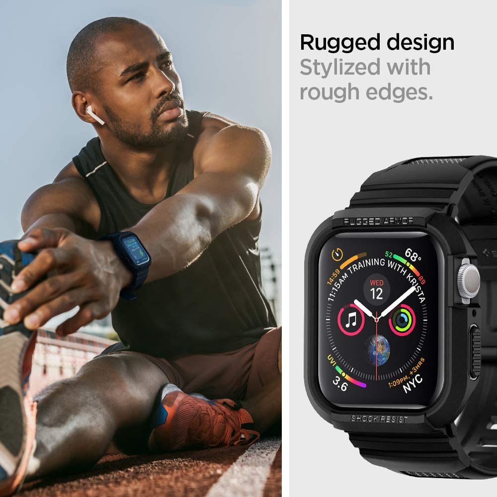 Spigen Rugged Armor Pro deksel for Apple Watch 44mm Series, svart 062CS25324