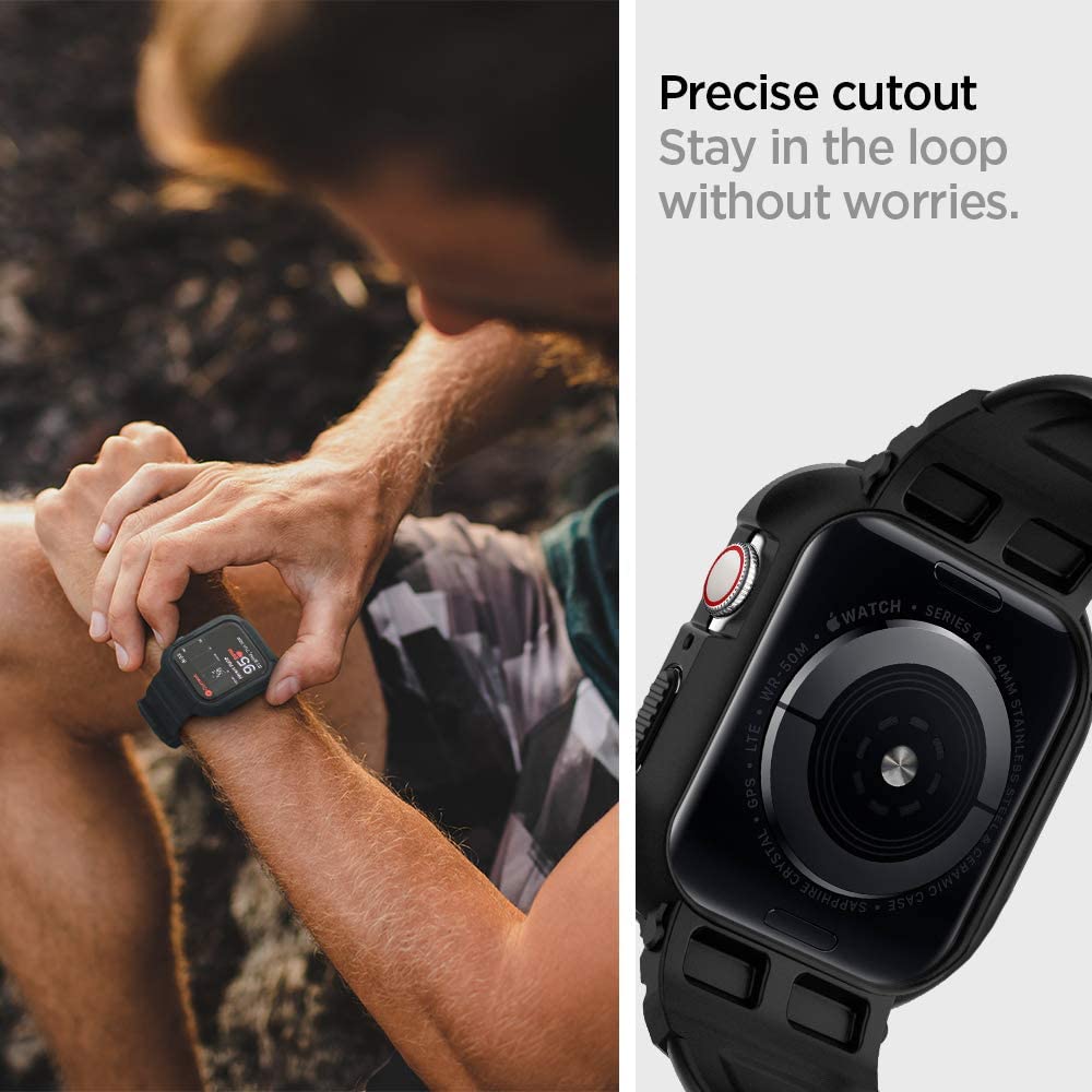Spigen Rugged Armor Pro deksel for Apple Watch 44mm Series, svart 062CS25324