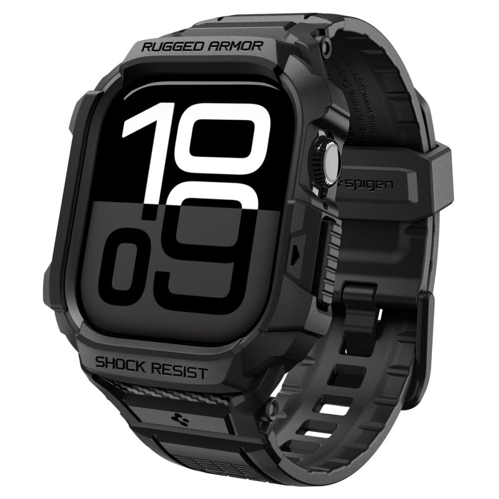 Spigen Rugged Armor Pro V2 deksel for Apple Watch Series 10 / 11 42mm, Matt Svart ACS10494