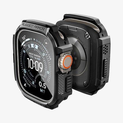 Spigen Rugged Armor deksel med skjermbeskytter for Apple Watch Ultra Series, svart ACS11414