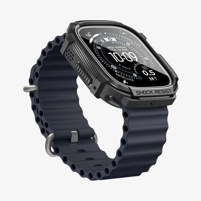 Spigen Rugged Armor deksel med skjermbeskytter for Apple Watch Ultra Series, svart ACS11414