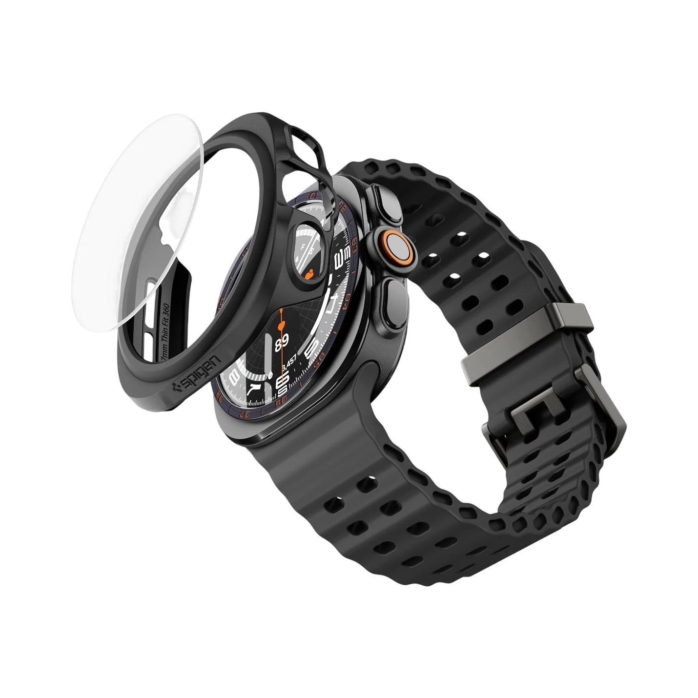 Spigen Thin Fit 360 deksel for Samsung Galaxy Watch Ultra2, svart ACS11609