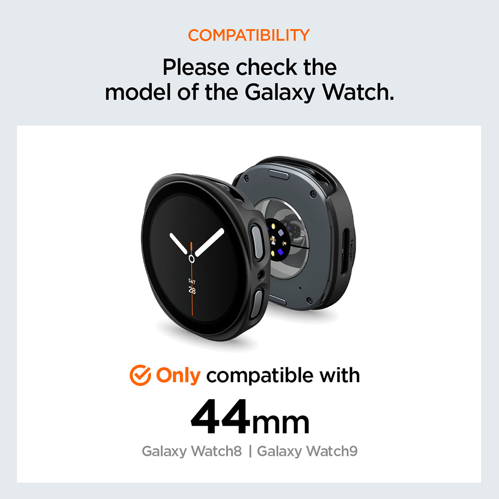 Spigen Thin Fit 360 deksel for Samsung Galaxy Watch9 / Watch8 44mm, svart ACS11601