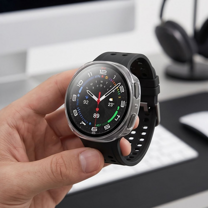 Tech-Protect Defense deksel for Samsung Galaxy Watch9 / Watch8 40mm, sett med 2 stk, svart / gjennomsiktig