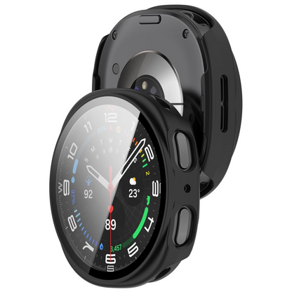 Tech-Protect Defense deksel for Samsung Galaxy Watch 9 / Watch8 44mm, sett med 2 stk, svart / gjennomsiktig