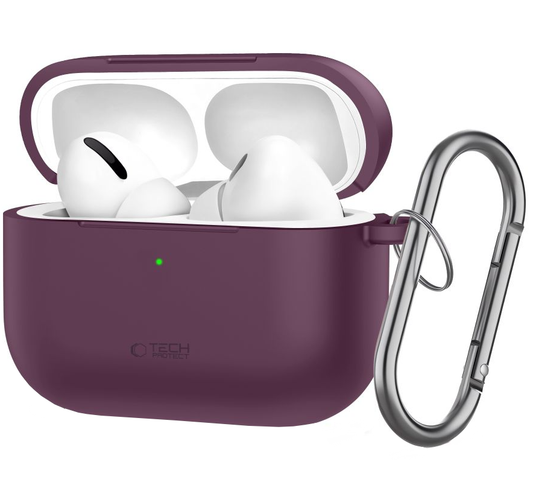 Tech-Protect Silicone Hook-deksel til Apple AirPods Pro 3, vinrød