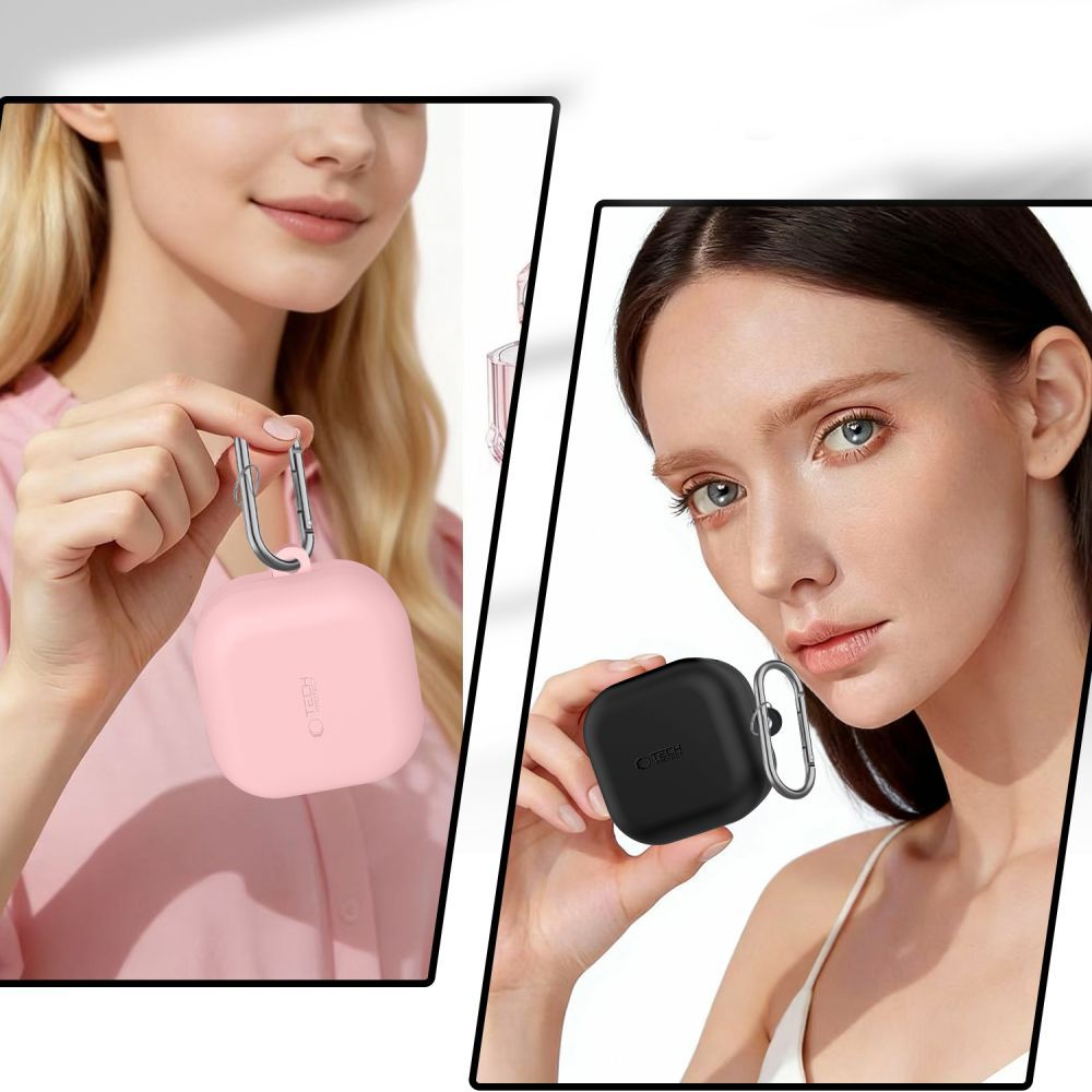 Tech-Protect Silicone Hook etui for Samsung Galaxy Buds4 / Buds4 Pro, Rosa
