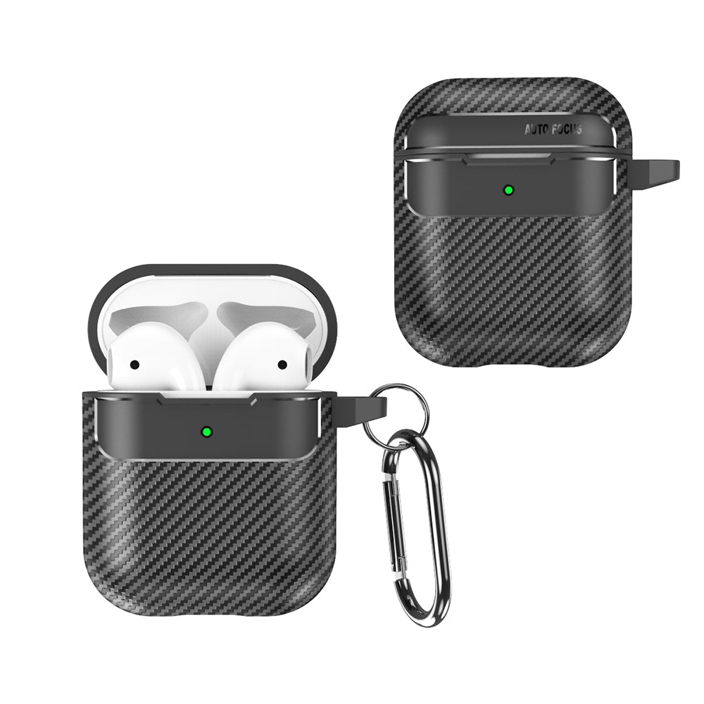 Techsuit CarbonFiber-etui for Apple AirPods Gen 2 / Gen 1, svart