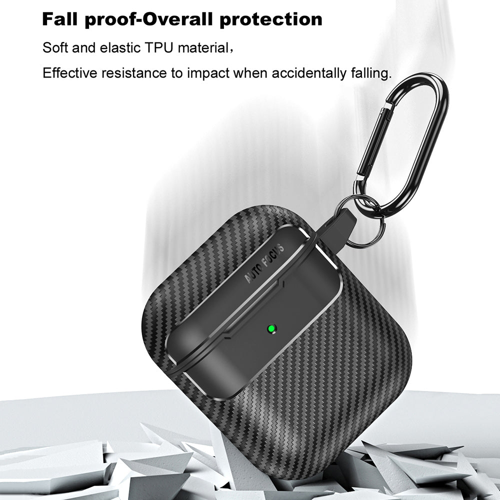 Techsuit CarbonFiber-etui for Apple AirPods Gen 2 / Gen 1, svart