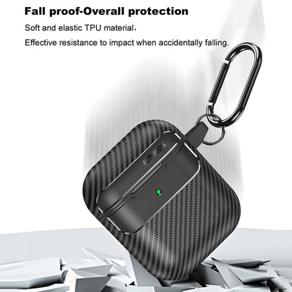 Techsuit CarbonFiber-etui for Apple AirPods Gen 2 / Gen 1, svart