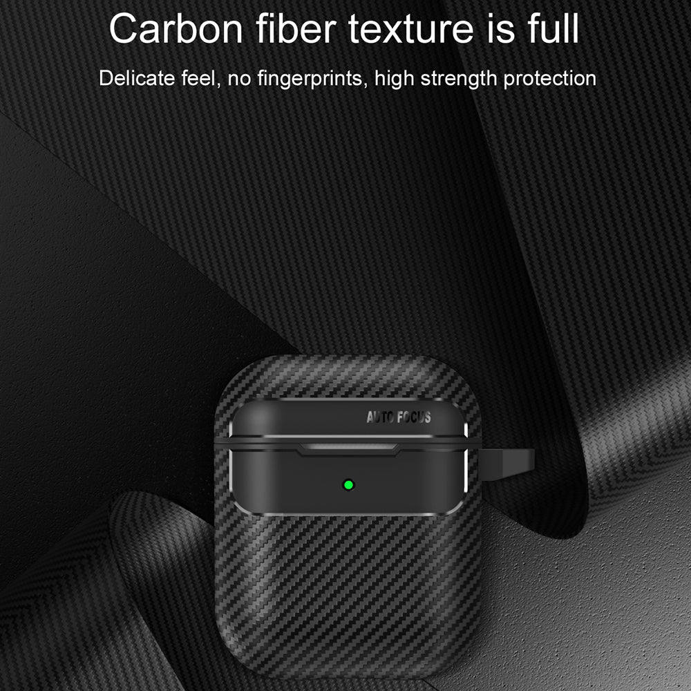 Techsuit CarbonFiber-etui for Apple AirPods Gen 2 / Gen 1, svart