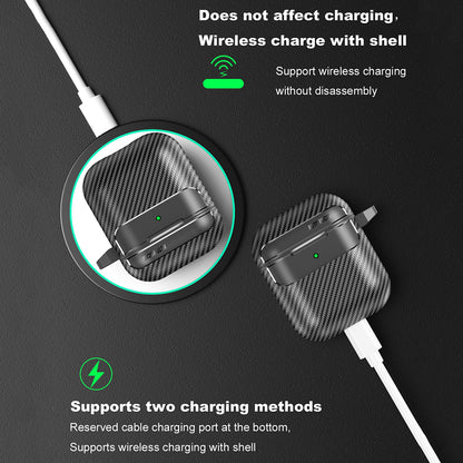 Techsuit CarbonFiber-etui for Apple AirPods Gen 2 / Gen 1, svart