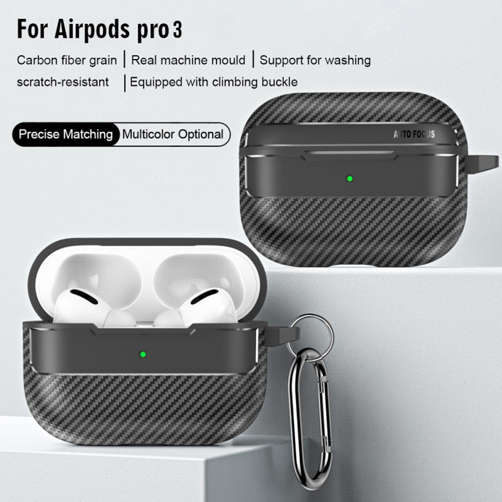 Techsuit CarbonFiber-etui for Apple AirPods Pro 3, Svart