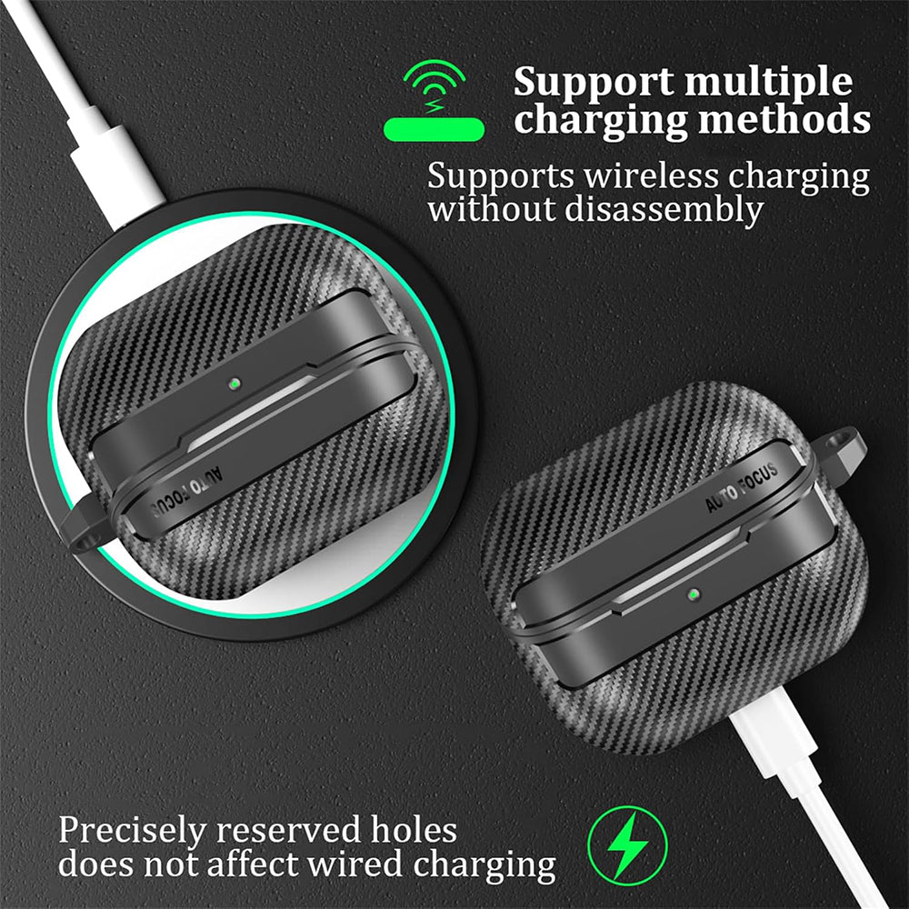 Techsuit CarbonFiber-etui for Samsung Galaxy Buds3 FE / Buds3 Pro / Buds3, svart