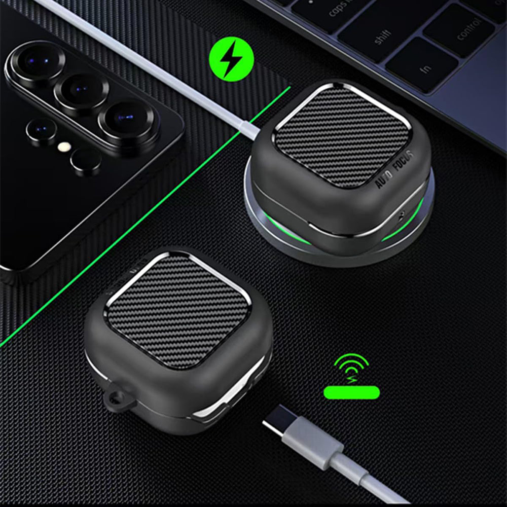Techsuit CarbonFiber-etui for Samsung Galaxy Buds4 / Buds4 Pro, svart