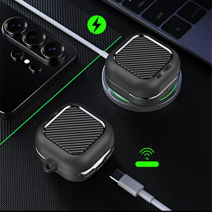 Techsuit CarbonFiber-etui for Samsung Galaxy Buds4 / Buds4 Pro, svart