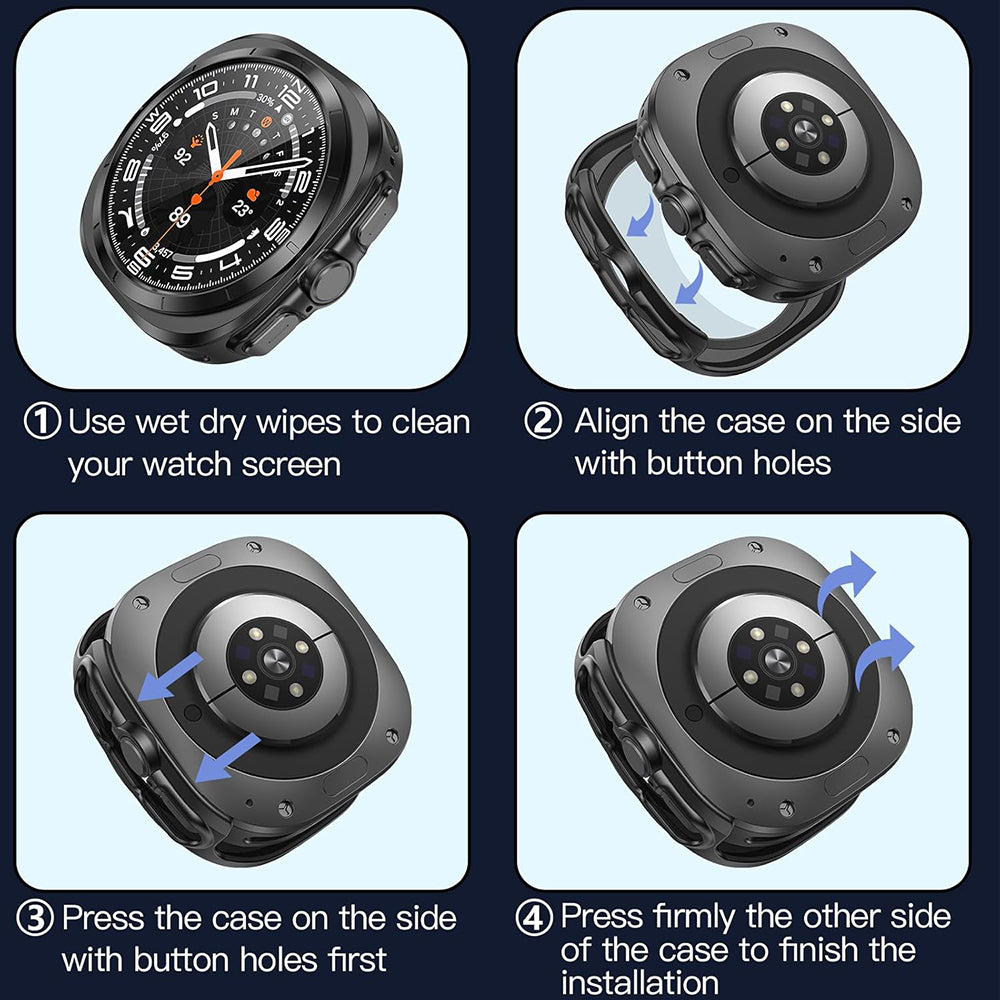 Techsuit Defense360 Pro deksel for Samsung Galaxy Watch Ultra, svart