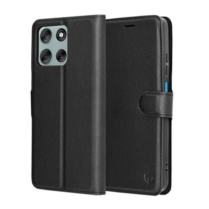Deksel for Motorola Moto G56, Techsuit, Leather Folio, Svart