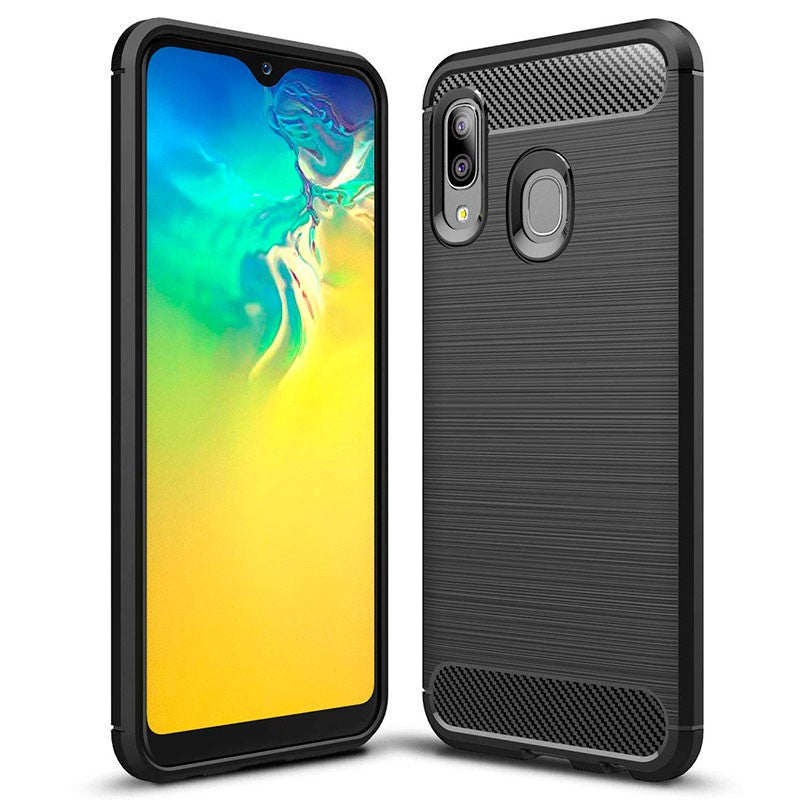 Deksel for Samsung Galaxy A20e A202, karbon, svart